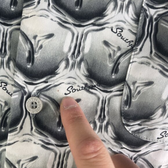 Vintage Southpole Short Sleeve Button Shirt Men's L y2k Psychedelic's AOP (READ) - Picture 13 of 16